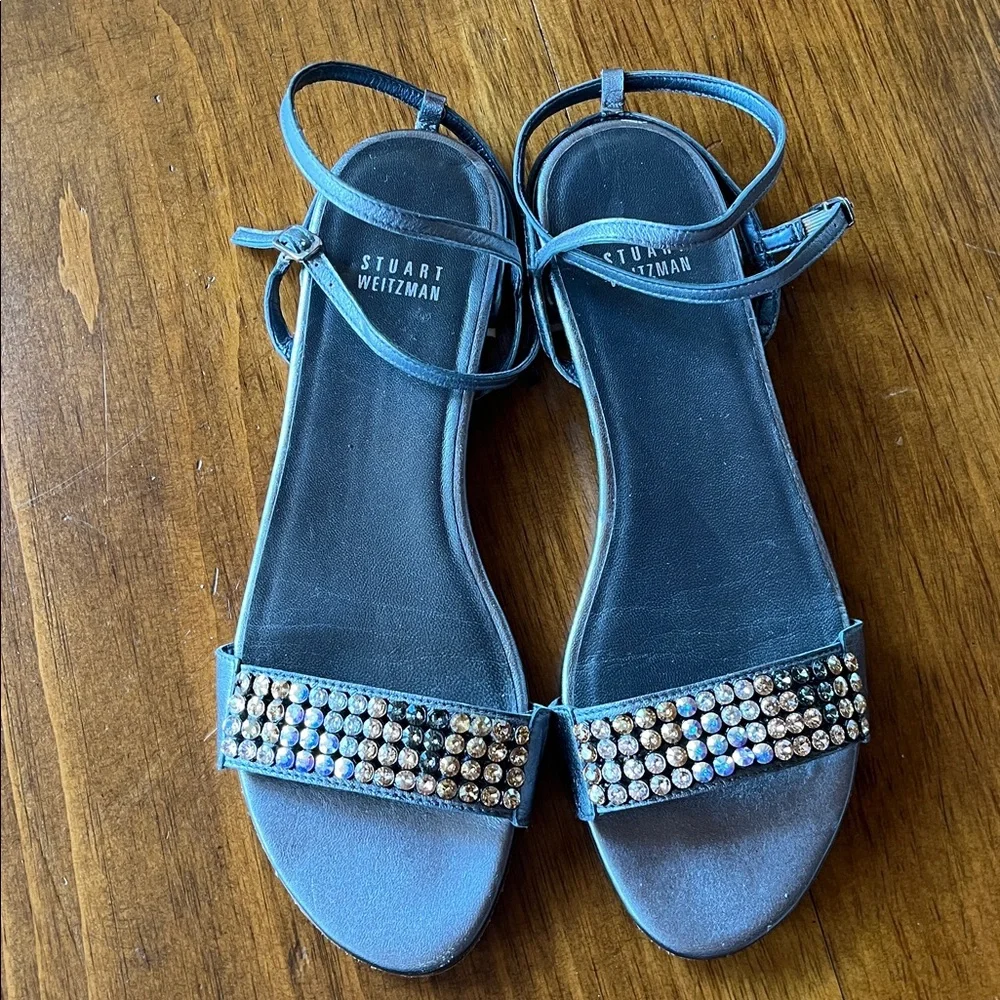 Stuart Weitzman Crystal Jeweled Strap Sandals